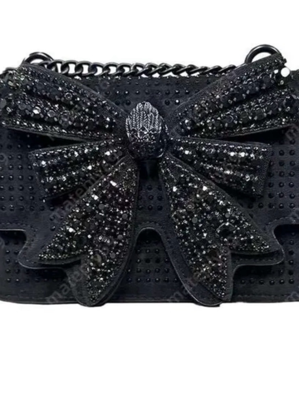 Black Embellished Bow Crossbody Bag